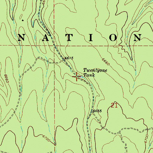 Topographic Map of Twentyone Tank, AZ