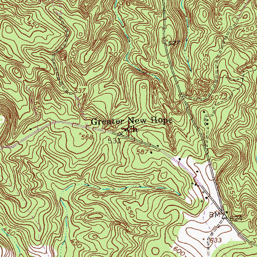 Topographic Map of Greater New Hope Church, GA