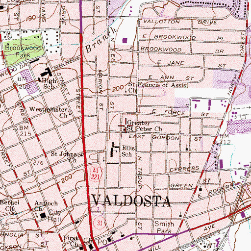 Topographic Map of Greater Saint Peter Church, GA