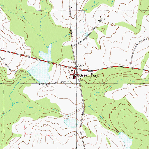 Topographic Map of Green Fork Church, GA