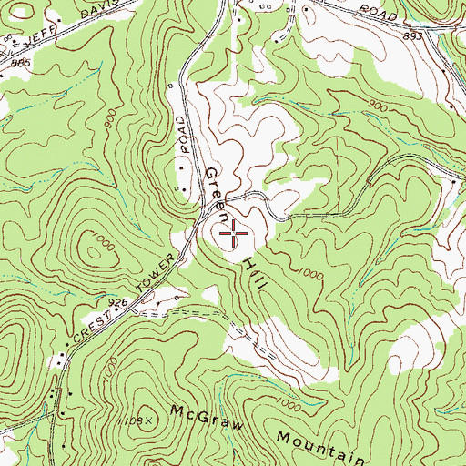 Topographic Map of Green Hill, GA