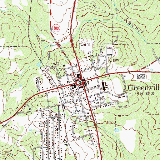 Topographic Map of Greenville, GA