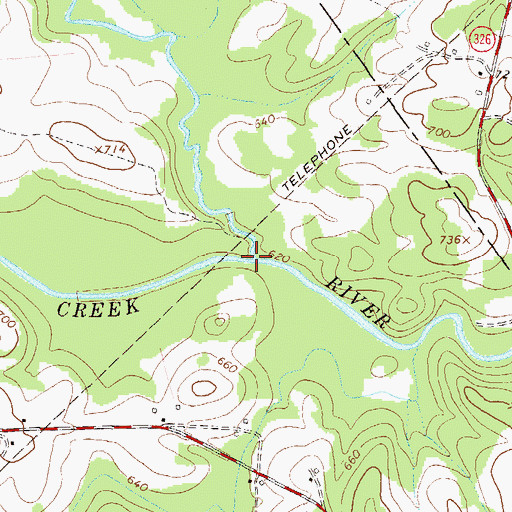 Topographic Map of Grove Creek, GA