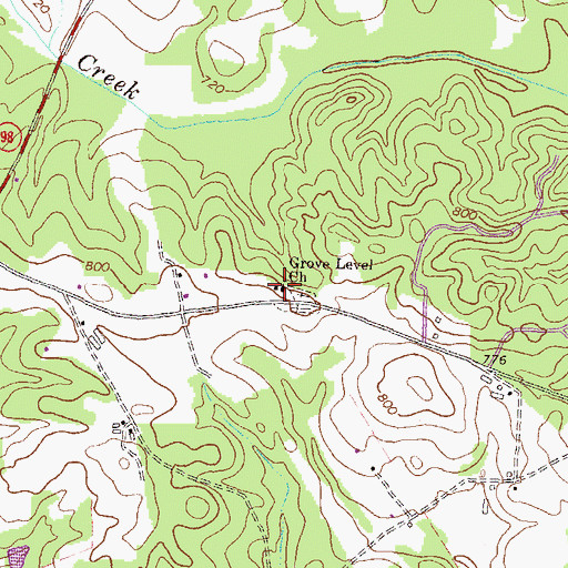 Topographic Map of Grove Level Church, GA