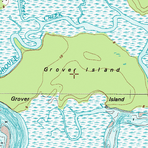 Topographic Map of Grover Island, GA