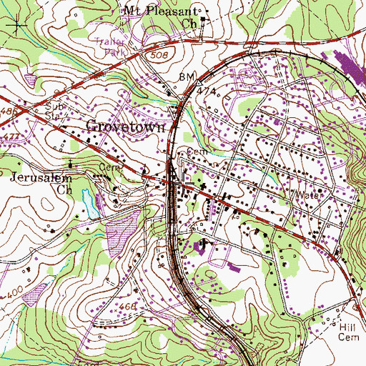 Topographic Map of Grovetown, GA