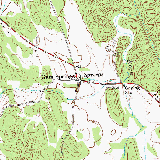 Topographic Map of Gum Springs, GA
