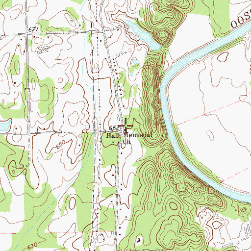 Topographic Map of Hall Memorial Church, GA