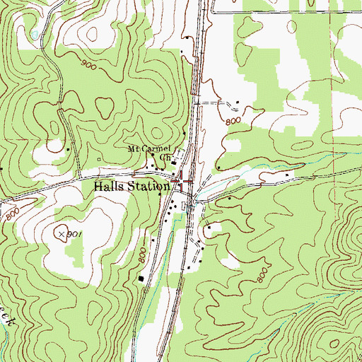 Topographic Map of Halls Station, GA
