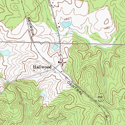 Topographic Map of Hallwood, GA