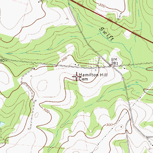 Topographic Map of Hamilton Hill Cemetery, GA