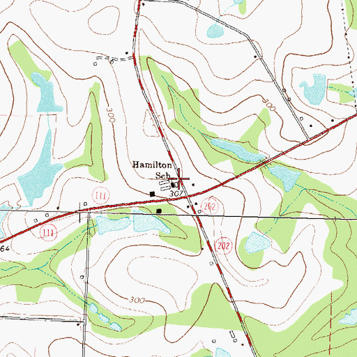Topographic Map of Hamilton School, GA