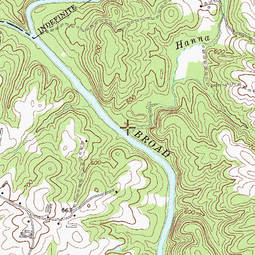Topographic Map of Hanna Creek, GA