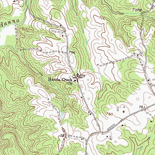 Topographic Map of Hanna Creek Church, GA