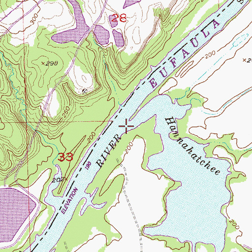 Topographic Map of Hannahatchee Creek, GA