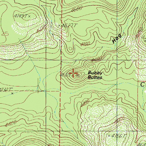 Topographic Map of Bubby Buttes, AZ