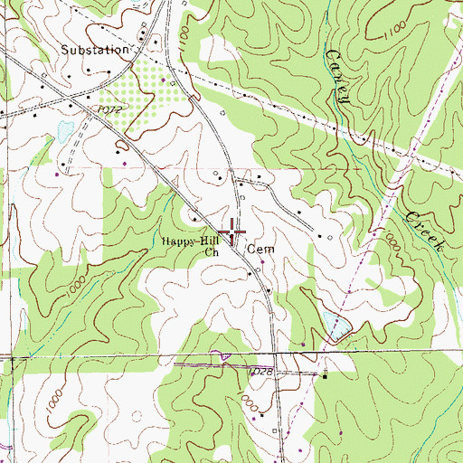 Topographic Map of Happy Hill Church, GA