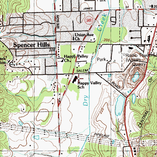 Topographic Map of Happy Valley School, GA