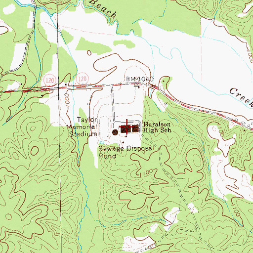 Topographic Map of Haralson County High School, GA