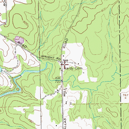 Topographic Map of Hardy Cemetery, GA