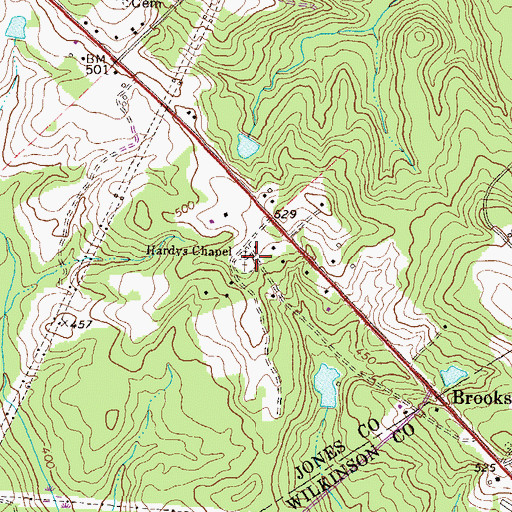Topographic Map of Hardys Chapel, GA
