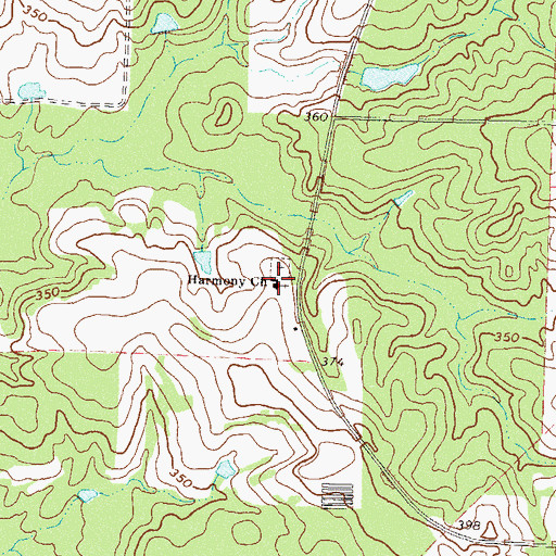 Topographic Map of Harmony Church, GA