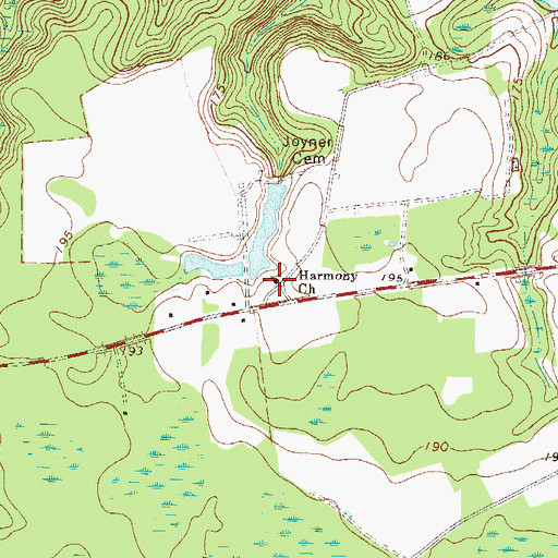 Topographic Map of Harmony Missionary Baptist Church, GA