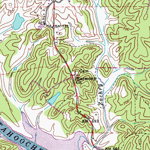 Topographic Map of New Harmony Church, GA