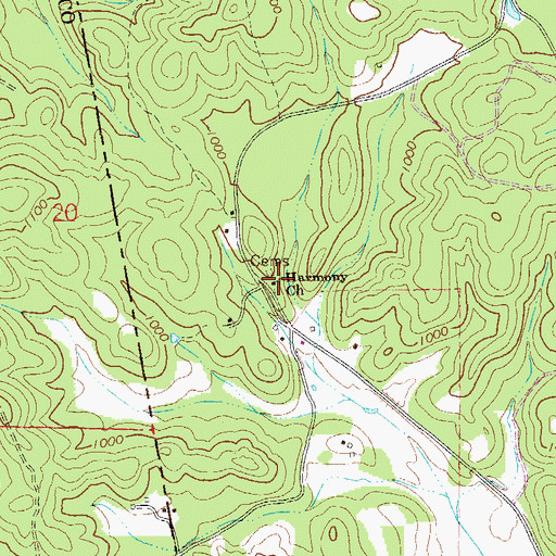 Topographic Map of Harmony Church, GA