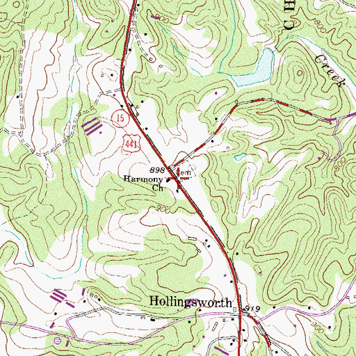 Topographic Map of Harmony Church, GA