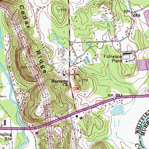 Topographic Map of Harmony Church, GA