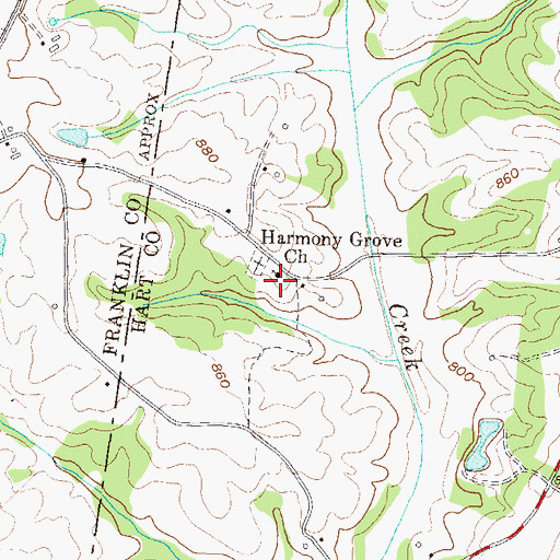 Topographic Map of Harmony Grove Church, GA
