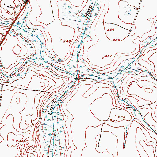 Topographic Map of Harp Branch, GA