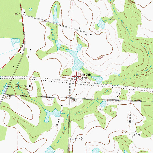 Topographic Map of Harper Cemetery, GA