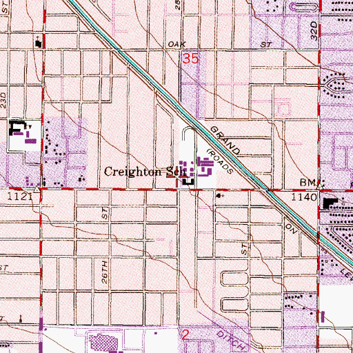 Topographic Map of Creighton Elementary School, AZ
