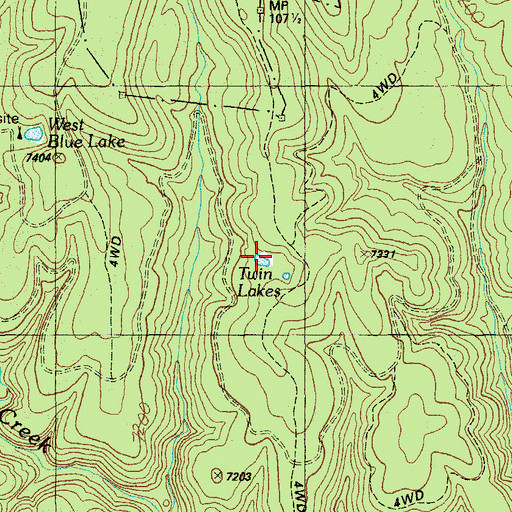 Topographic Map of Twin Lakes, AZ