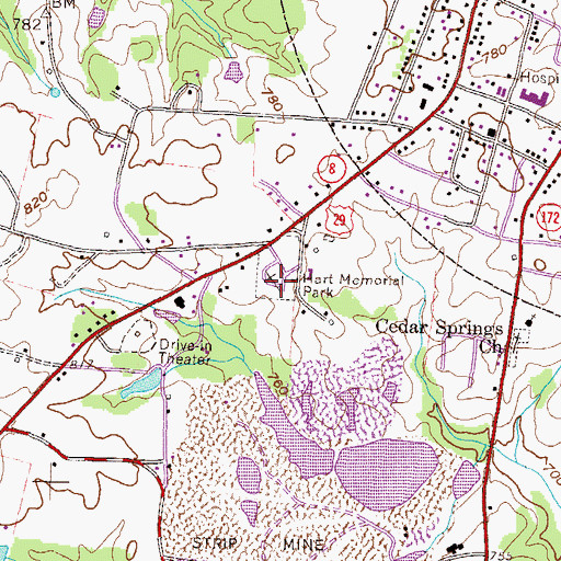Topographic Map of Hart Memorial Park, GA