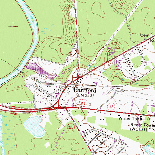 Topographic Map of Hartford, GA