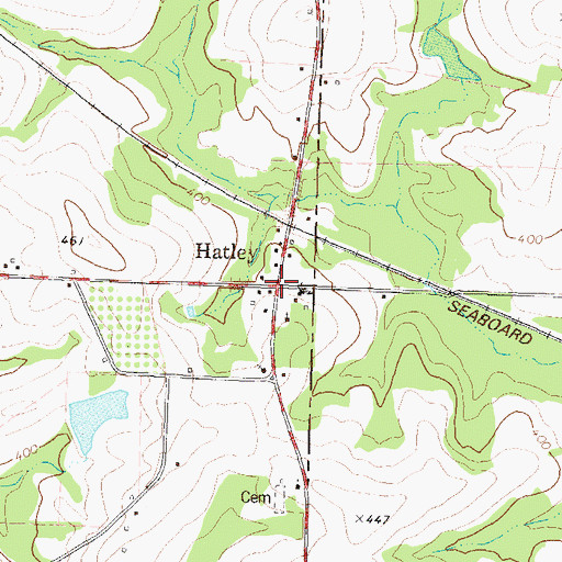 Topographic Map of Hatley, GA