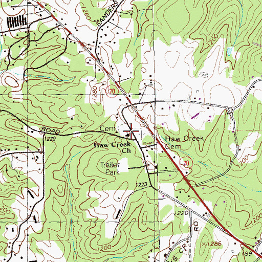 Topographic Map of Haw Creek Church, GA