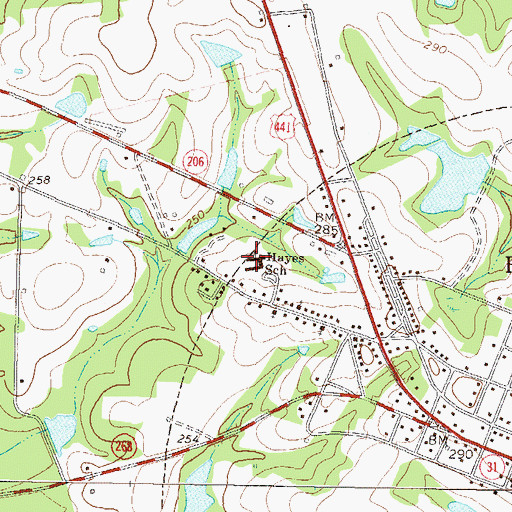 Topographic Map of Hayes School, GA