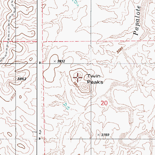 Topographic Map of Twin Peaks, AZ