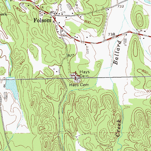 Topographic Map of Hayes Cemetery, GA