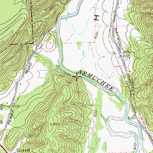 Topographic Map of Haywood Valley, GA