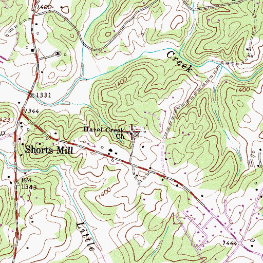 Topographic Map of Hazel Creek Church, GA