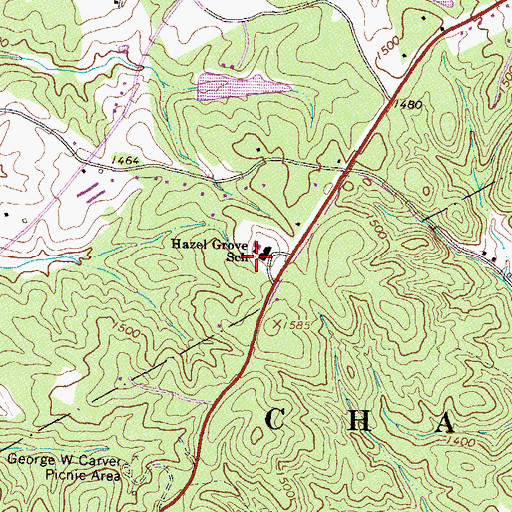 Topographic Map of Hazel Grove Elementary School, GA