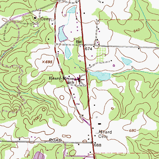 Topographic Map of Heard Mixon Elementary School, GA
