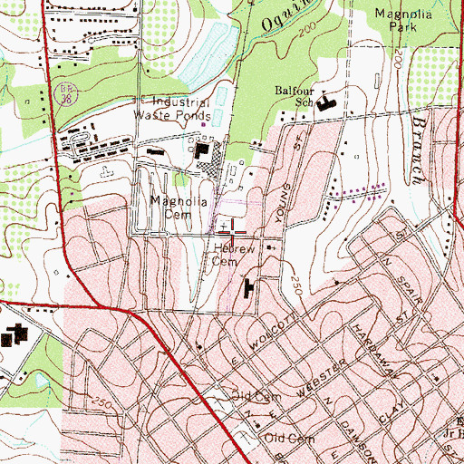Topographic Map of Hebrew Cemetery, GA