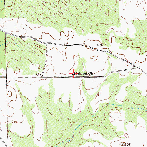 Topographic Map of Hebron Church, GA