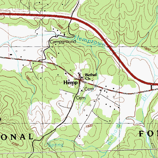 Topographic Map of Hemp, GA